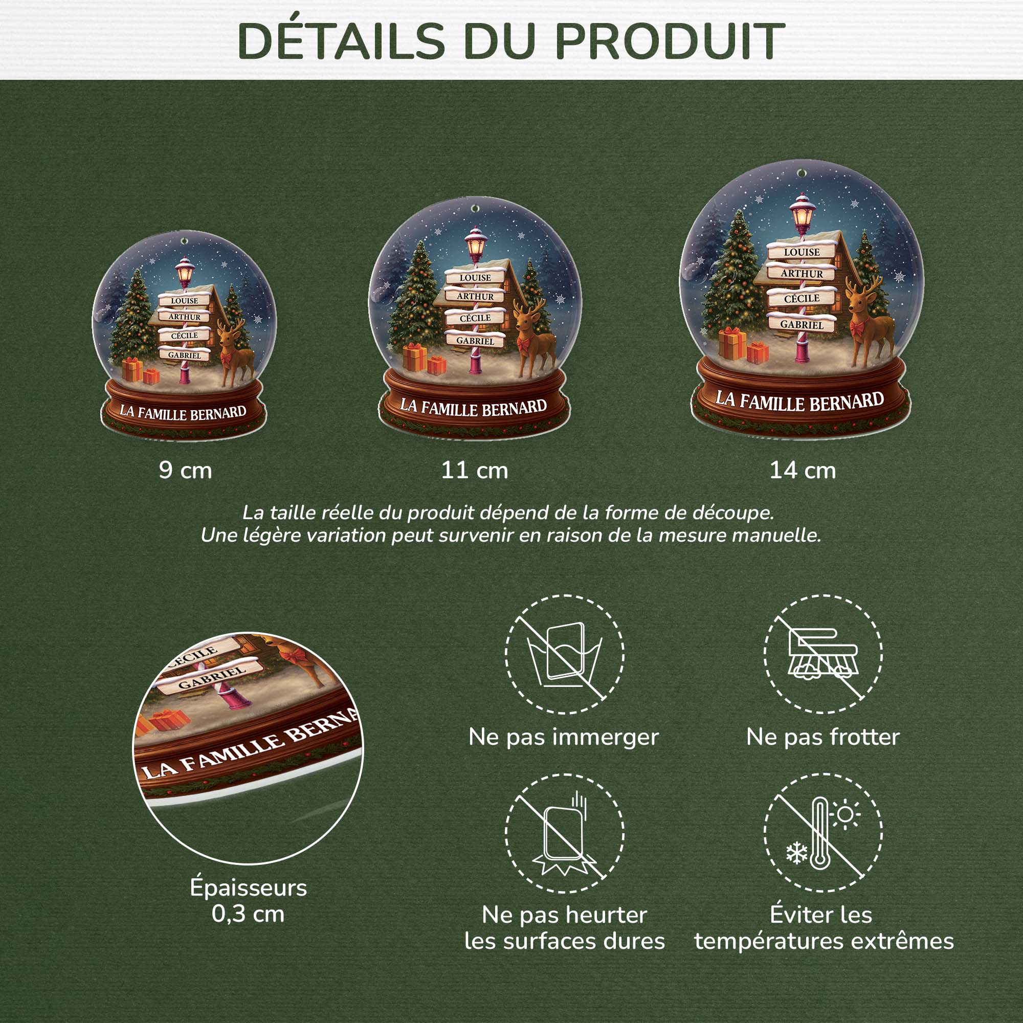 6643OFR3 effet dimpression 3d ornement noel acrylique personnalise famille boule a neige magique 6643otl5i