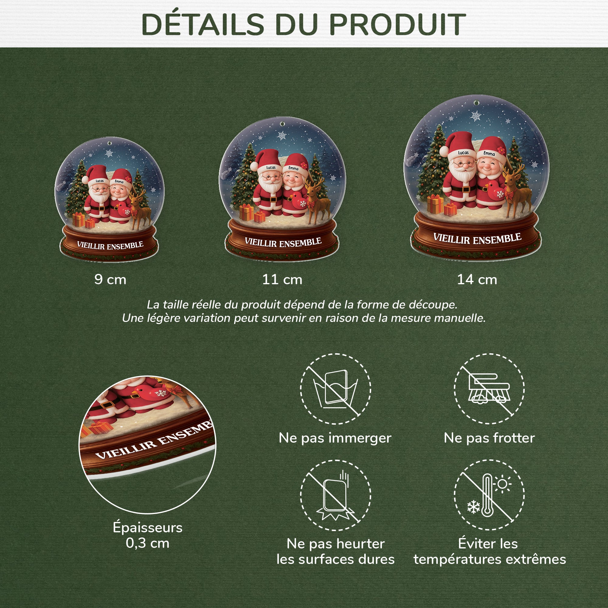 6644OFR3 effet dimpression 3d ornement noel acrylique personnalise couple vieillir ensemble dans boule a neige 6644otz5g