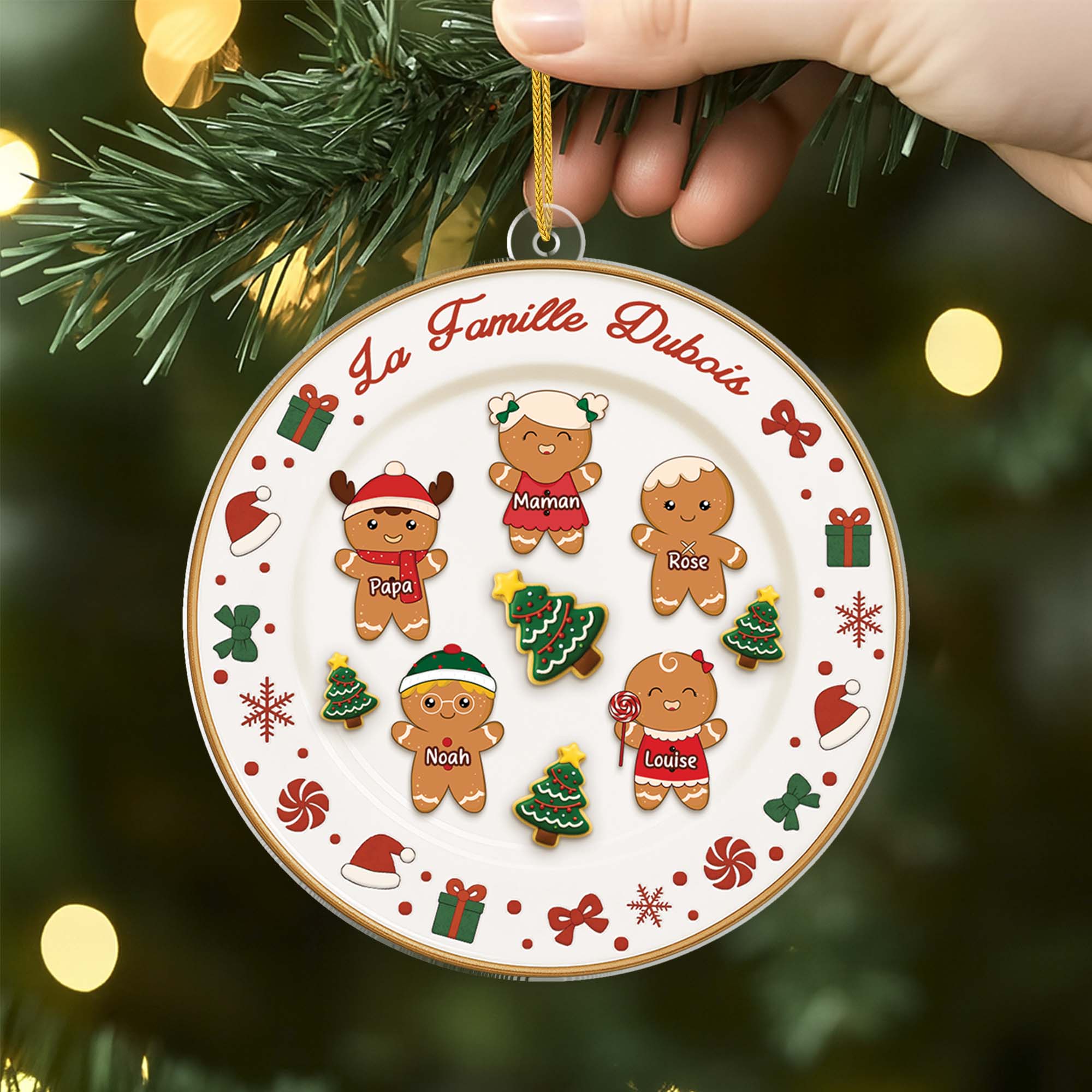 6645OFR2 effet dimpression 3d ornement acrylique personnalise famille biscuit de noel 6645okm5i