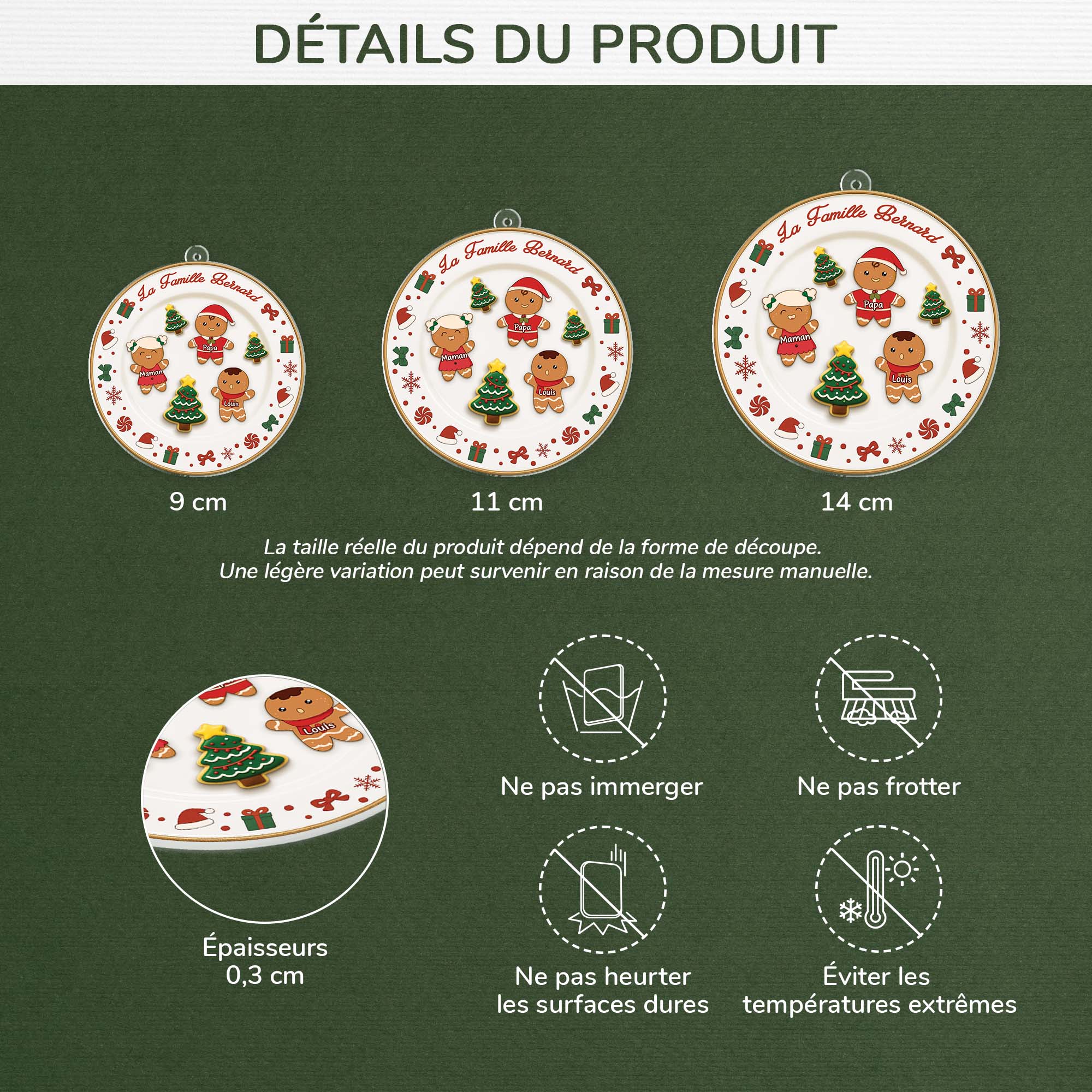6645OFR3 effet dimpression 3d ornement acrylique personnalise famille biscuit de noel 6645okm5i
