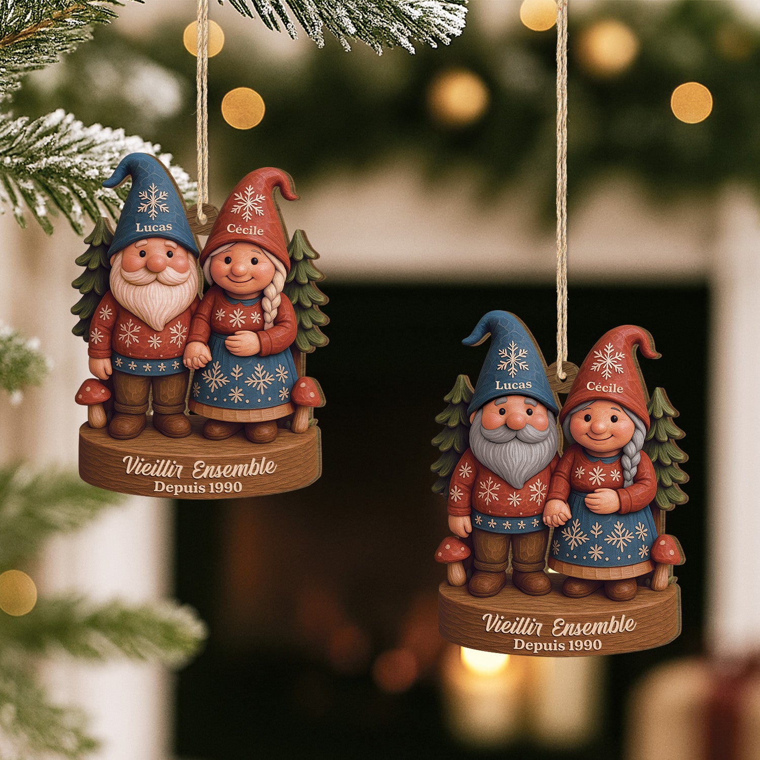 6647OFR1 effet dimpression 3d ornement de noel en bois a 1 couche personnalise vieillir ensemble depuis 6647oklmg_2