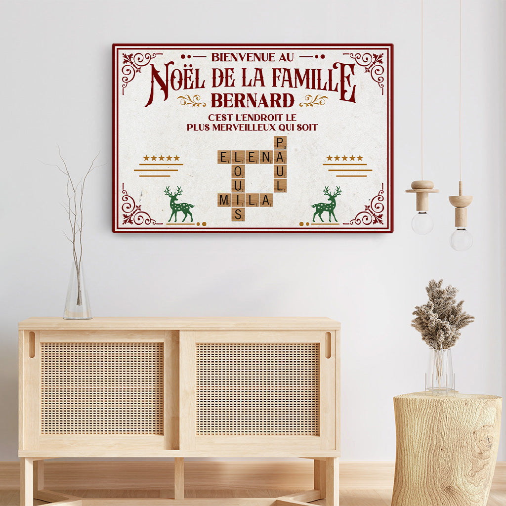 6650CFR3 toile personnalisee pour famille bienvenue a noel 6650c8zmi