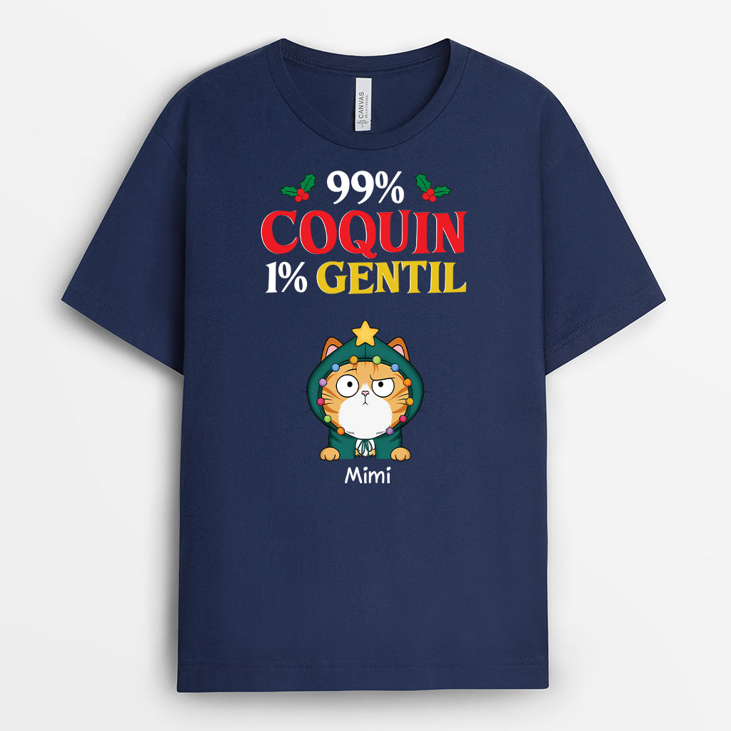 6651AFR2 t shirt personnalise chat de noel 99  coquin 6651akxmd