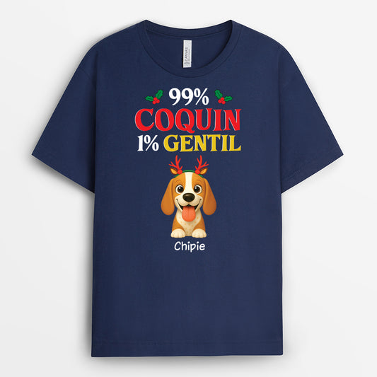 6651AFR2 t shirt personnalise chien de noel 99  coquin 6651akxmc