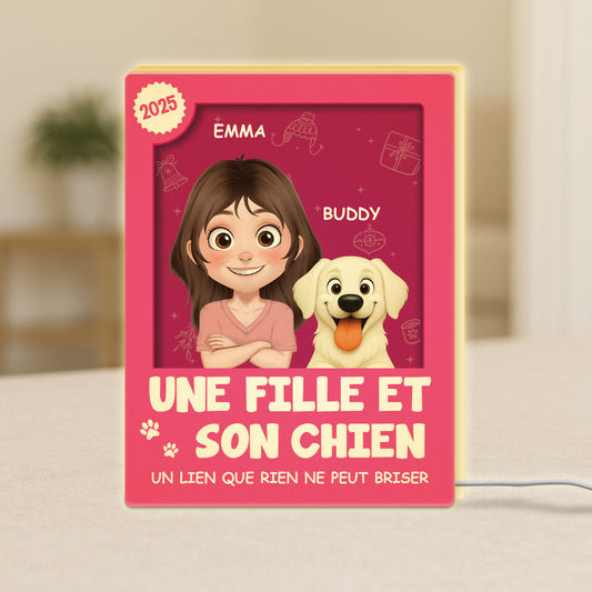 6669LFR1 effet dimpression 3d une fille et son chien lightbox personnalisable de noel 6669lcv5d_2