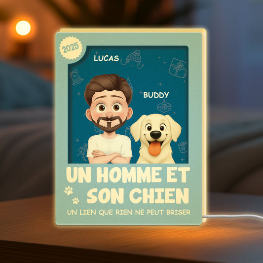 6669LFR1 effet dimpression 3d une fille et son chien lightbox personnalisable de noel 6669lcv5d_3