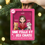 6669OFR2 effet dimpression 3d ornement de noel acrylique personnalise une fille et son chat 6669okzad