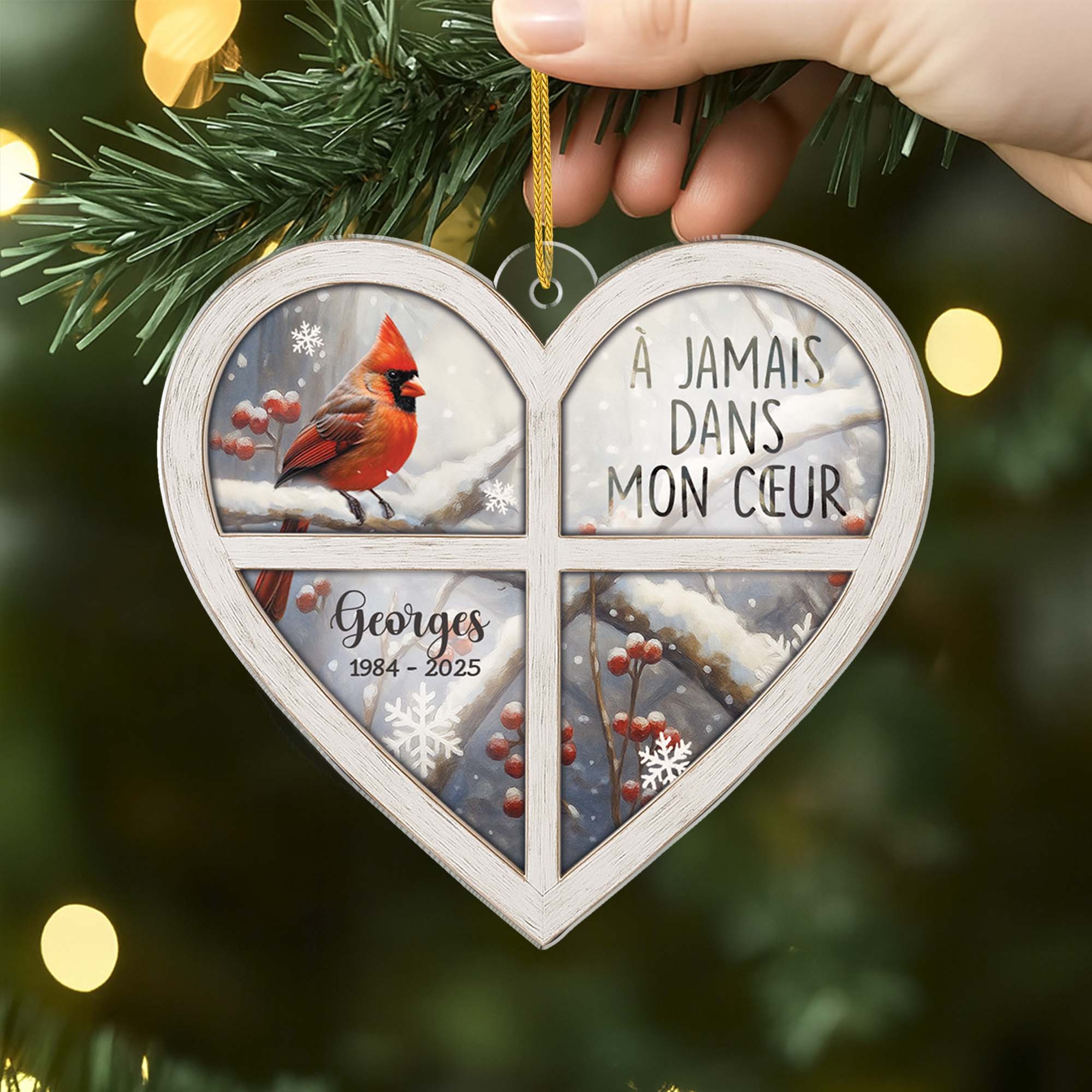 6698OFR2 ornement acrylique personnalise commemoratif je suis toujour avec toi avec oiseaux 6698o8zaa