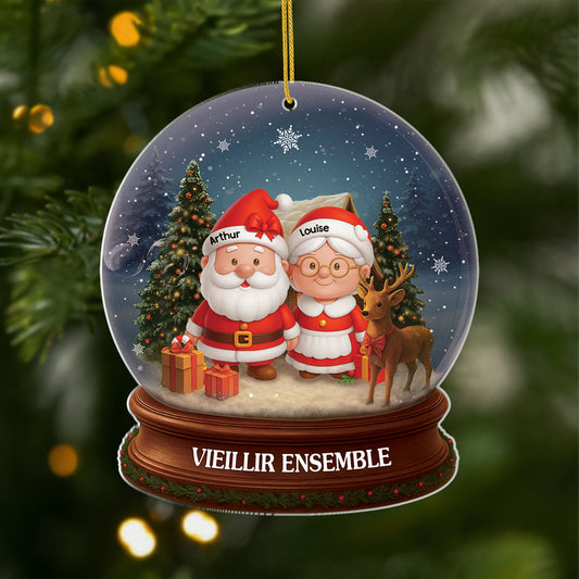 6704OFR1 effet dimpression 3d ornement acrylique personnalise boule a neige avec couple pere noel 6704otv5g