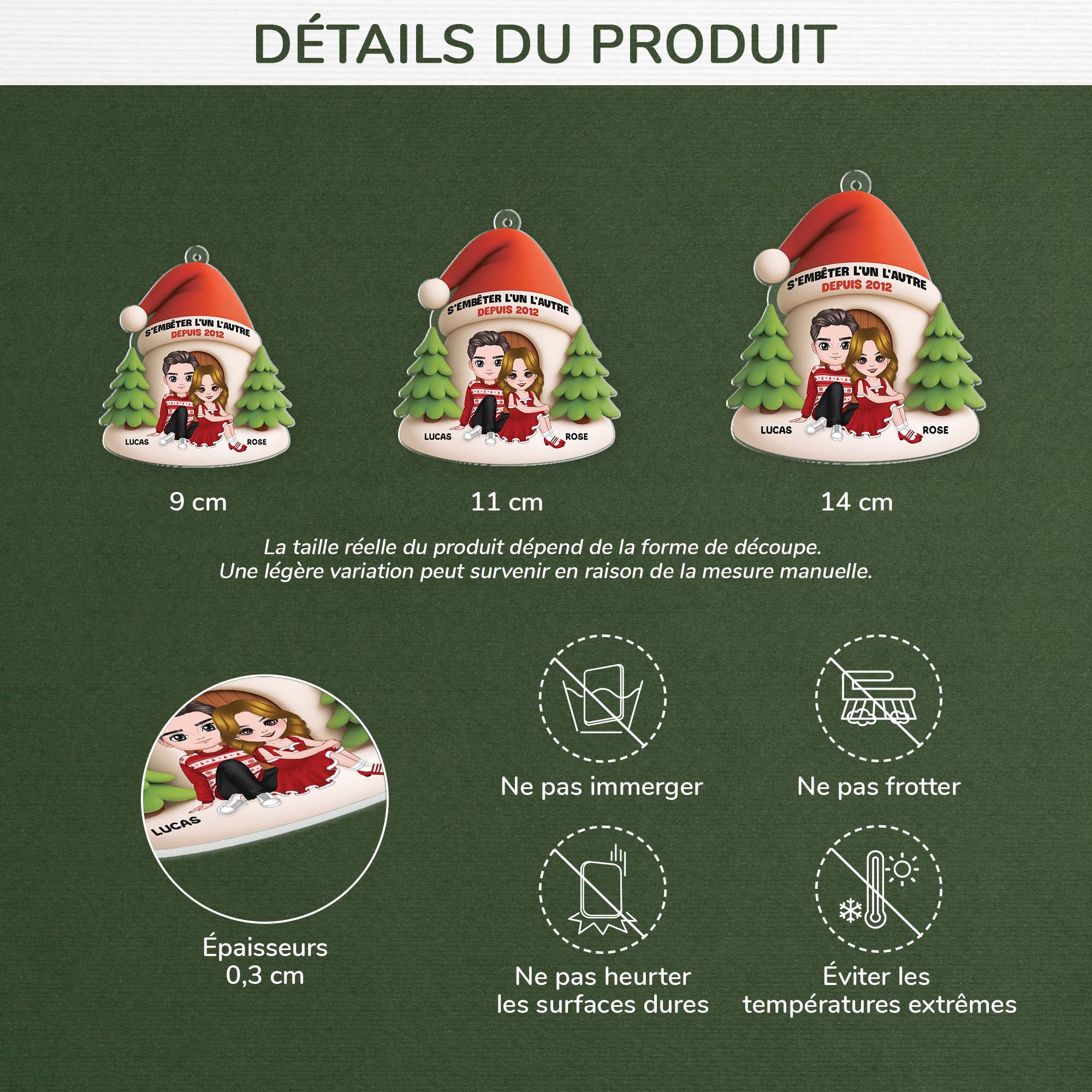 6705RFR3 effet dimpression 3d ornement acrylique personnalise vieillir ensemble couple a noel 6705rkm5g