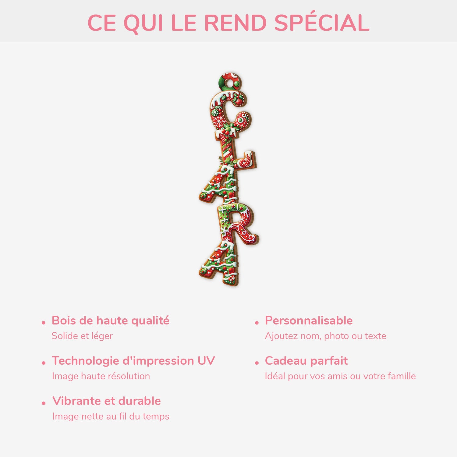 6708OFR4 effet dimpression 3d ornement noel en bois a 1 couche personnalise les lettres de mon prenom 6708o8l5a