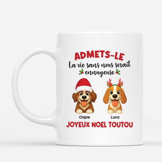 6721MFR1 mug de noel personnalise chien la vie sans moi 6721mkp5c