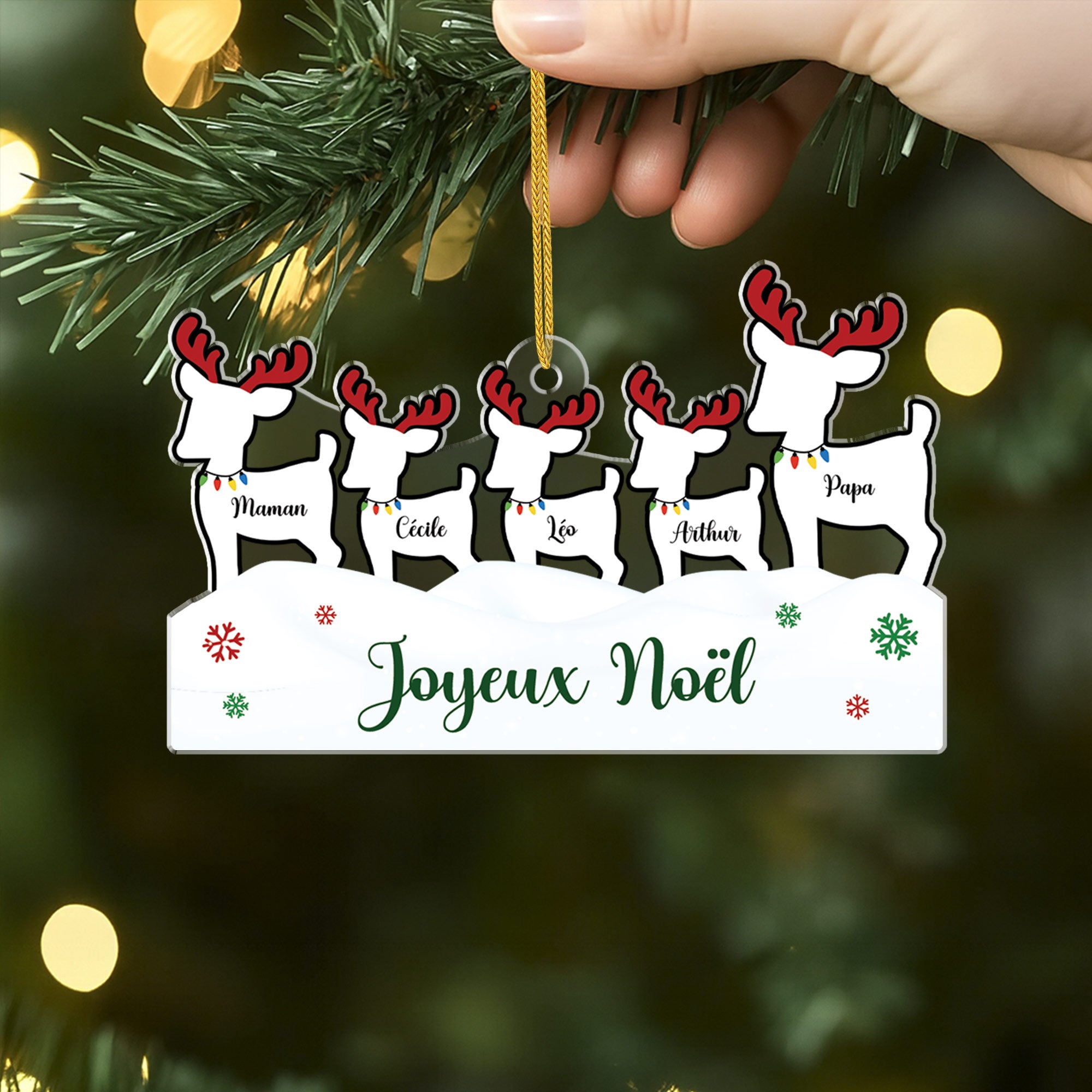 6723OFR2 ornement acrylique personnalise famille renne de noel 6723otzai