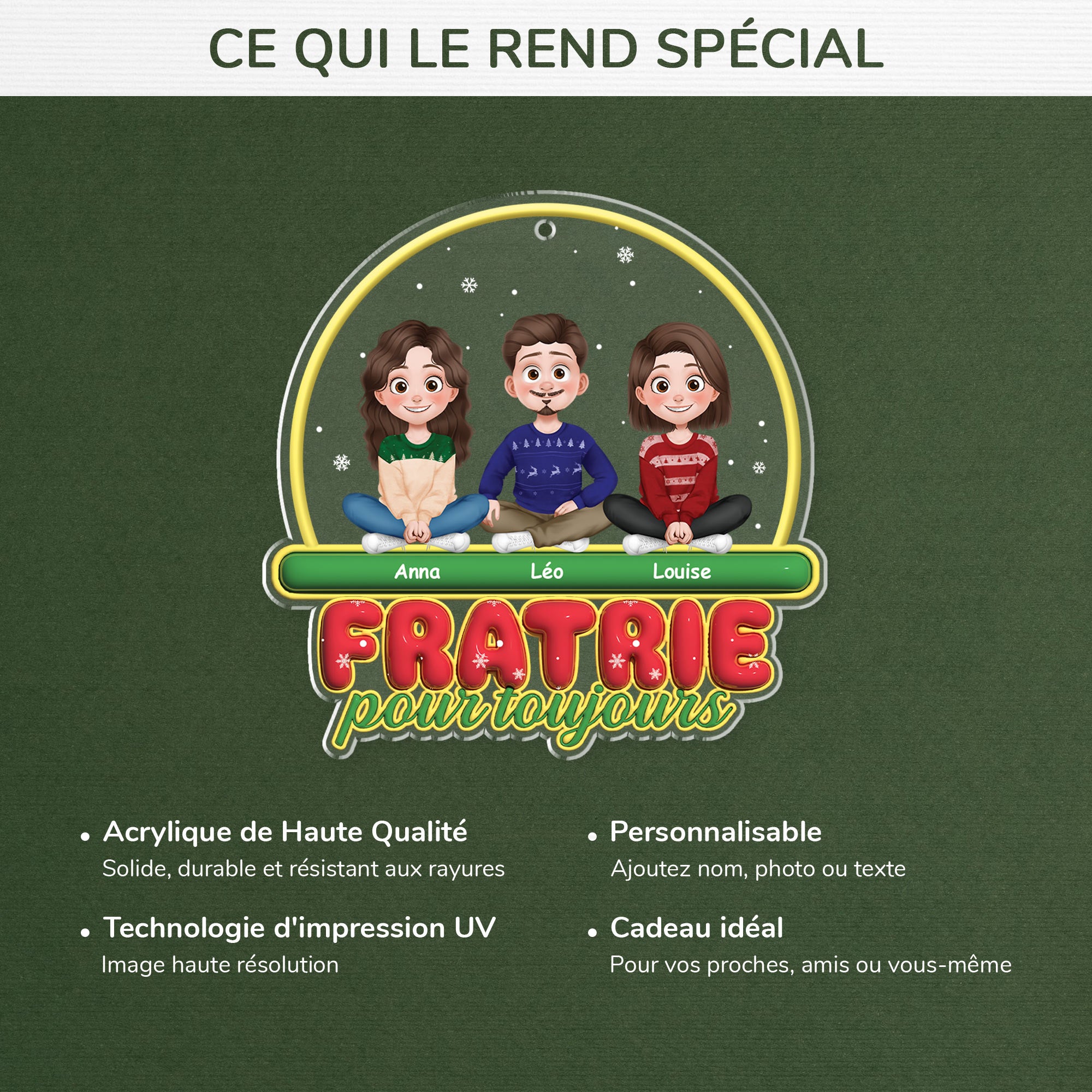 6729OFR1 effet dimpression 3d ornement noel acrylique personnalise freres et soeurs pour toujours 6729o8lae_4