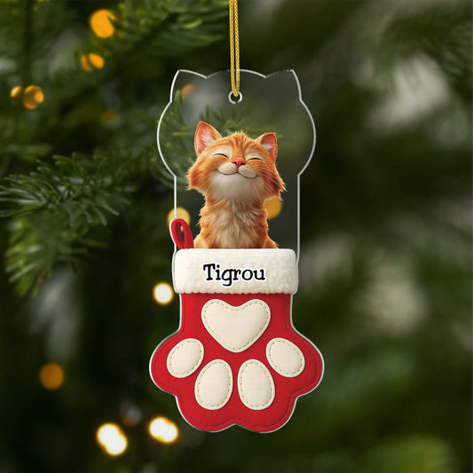 6731OFR1 ornement acrylique personnalise avec photo cadeau chat pour noel 6731otzad