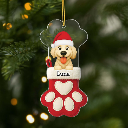 6731OFR1 ornement acrylique personnalise avec photo cadeau chien pour noel 6731otzac