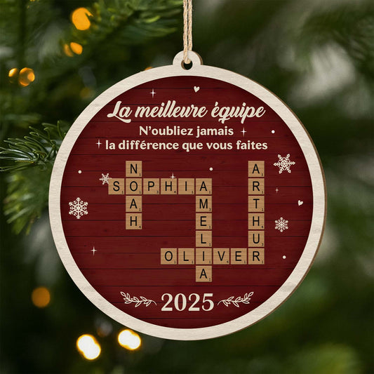 6732OFR1 ornement en bois a 1 couche personnalise pour collegue meilleure equipe avec mot croise 6732o6qno