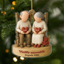 6734OFR1 effet dimpression 3d ornement acrylique personnalise couple vieillir ensemble avec deux coeurs 6734o3ttg