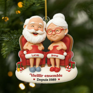 Ornement De Noël Personnalisé Couple - Acrylique Imprimé Modèle #1, Cadeau Amoureux Pour Sapin