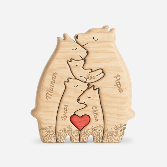 6759QFR1 puzzle en bois personnalise famille ours avec vagues 6759q3tai