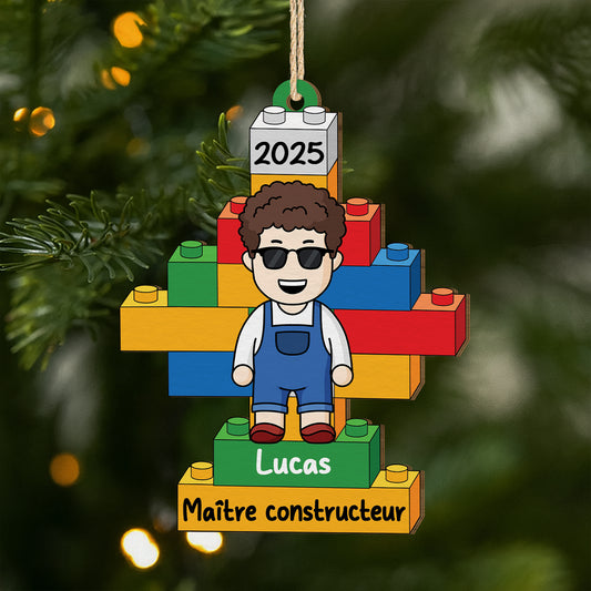 6765OFR1 ornement noel en bois a 1 couche personnalise pour enfant maitre constructeur de lego 6765ottqa