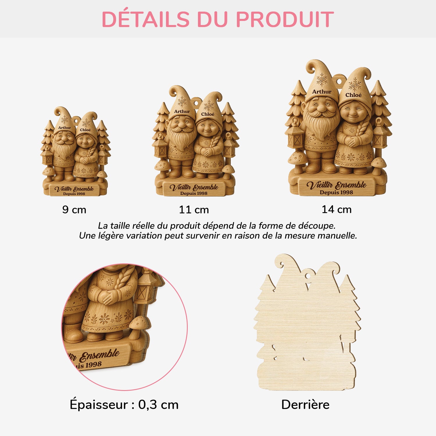 6781OFR3 effet dimpression 3d ornement noel en bois a 1 couche pour couple personnalise vieillir ensemble 6781o3l5g