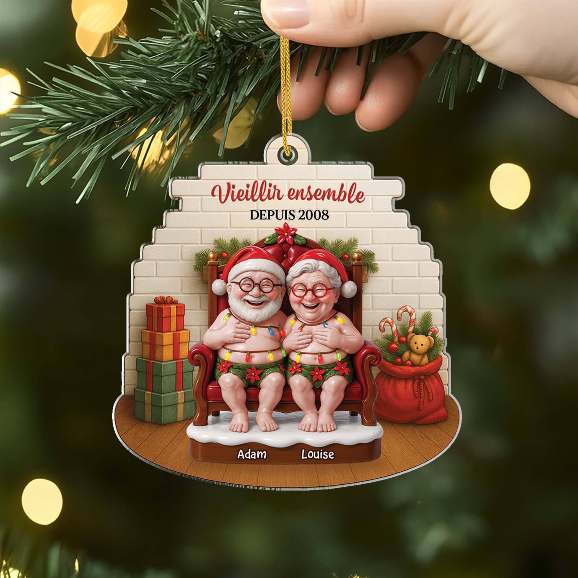 6794OFR2 effet dimpression 3d ornement noel acrylique personnalise couple drole vieillir ensemble 6794o6l5g
