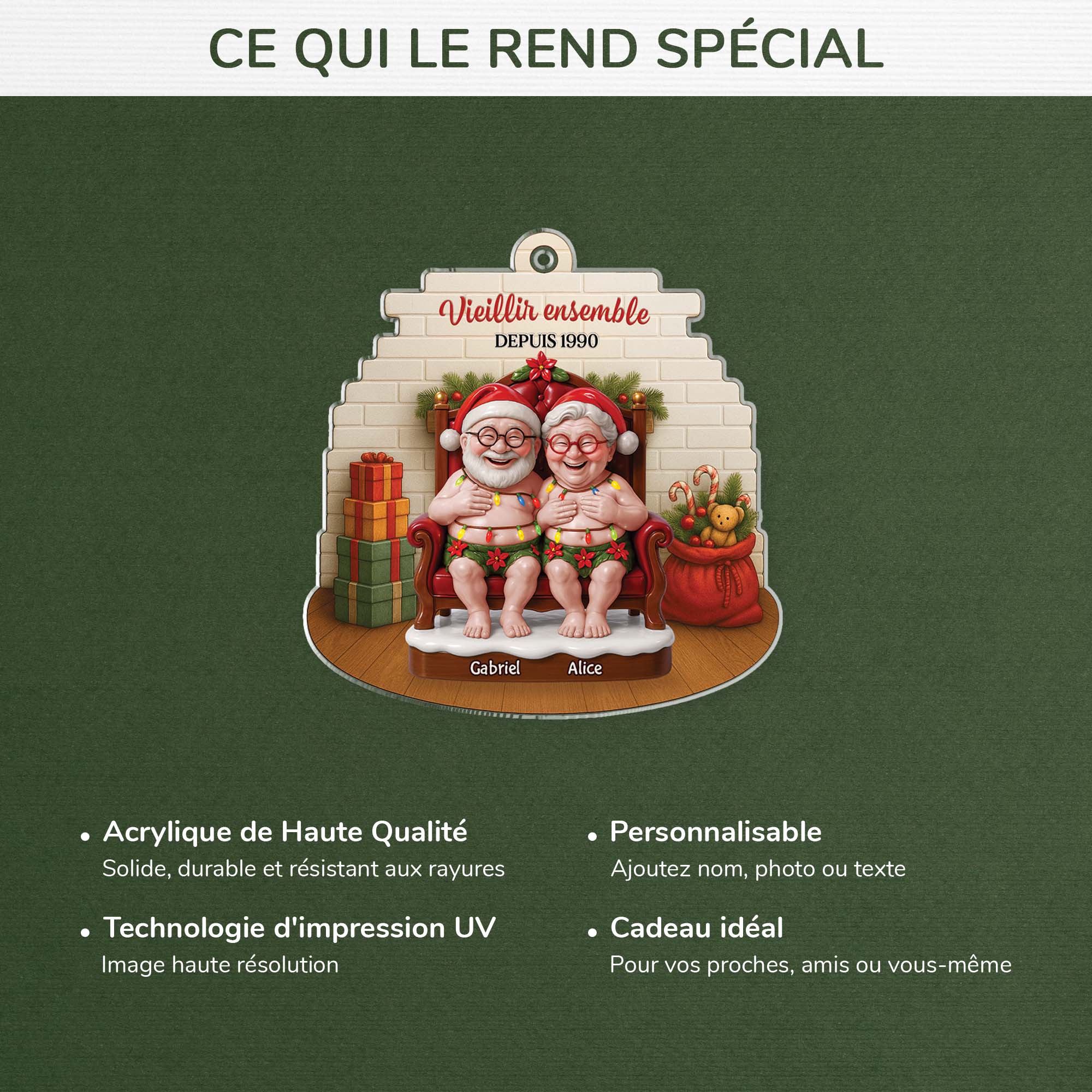 6794OFR4 effet dimpression 3d ornement noel acrylique personnalise couple drole vieillir ensemble 6794o6l5g