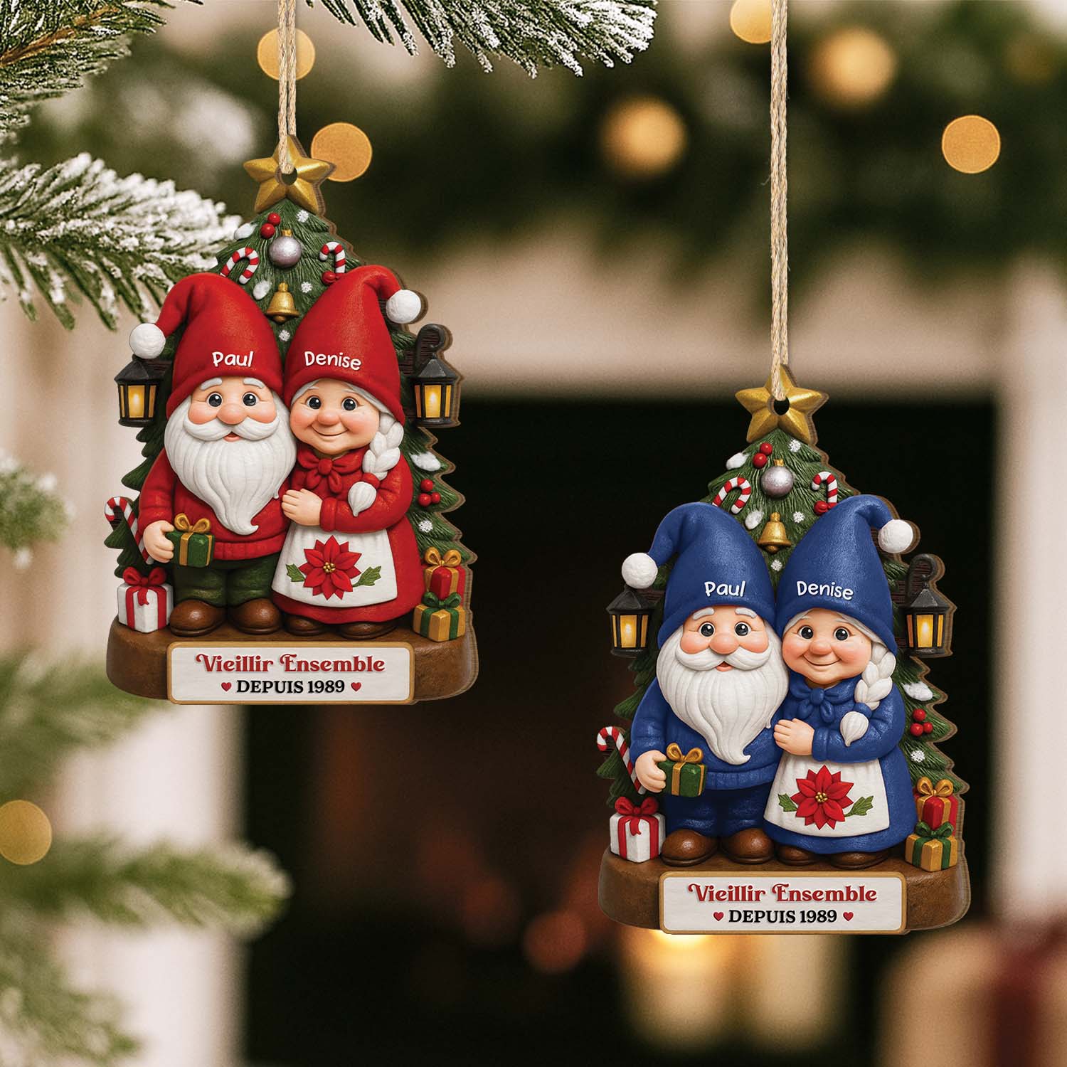 6795OFR2 effet dimpression 3d ornement en bois a 1 couche personnalise vieillir ensemble pour couple noel 6795o8ptg