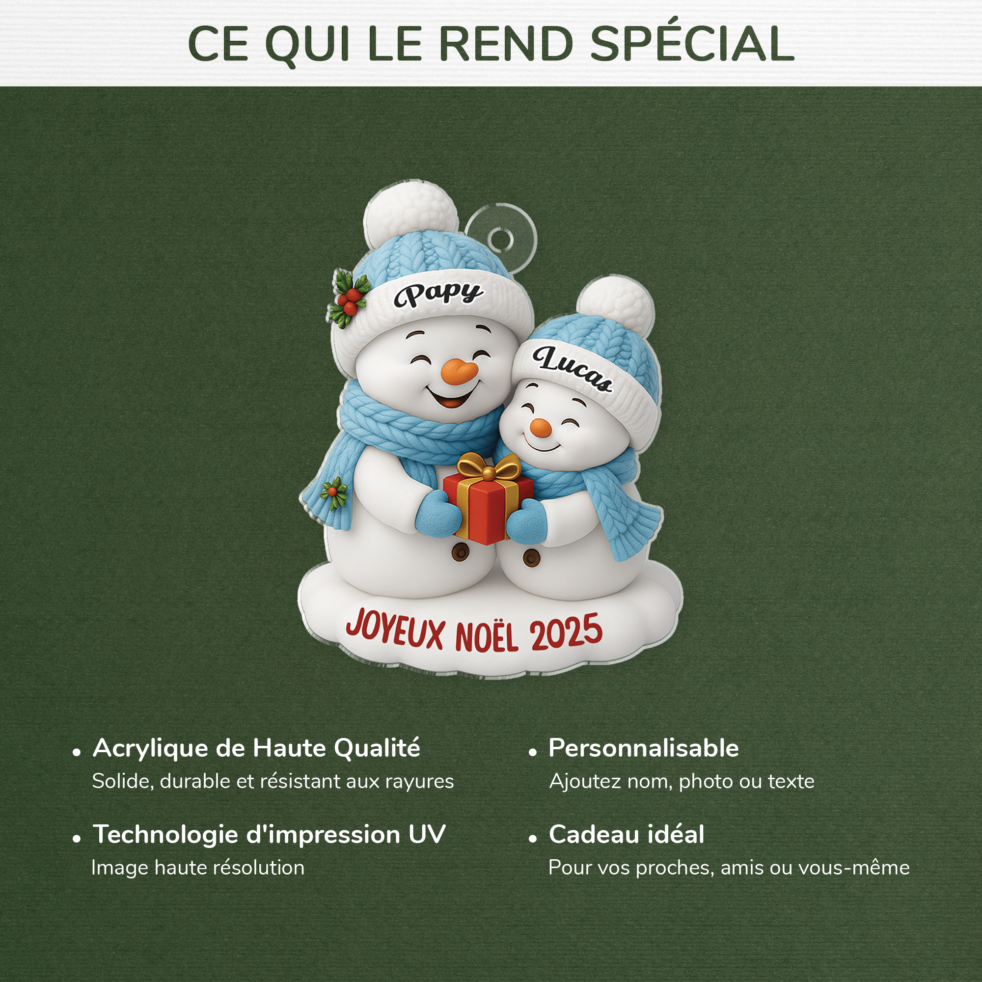 6798OFR4 effet dimpression 3d ornement acrylique personnalise joyeux noel a mamie papy 6798o3t5a