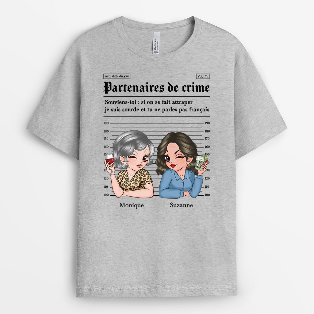 6924AFR2 t shirt personnalise meilleure amie partenaires de crime 6924akp5a