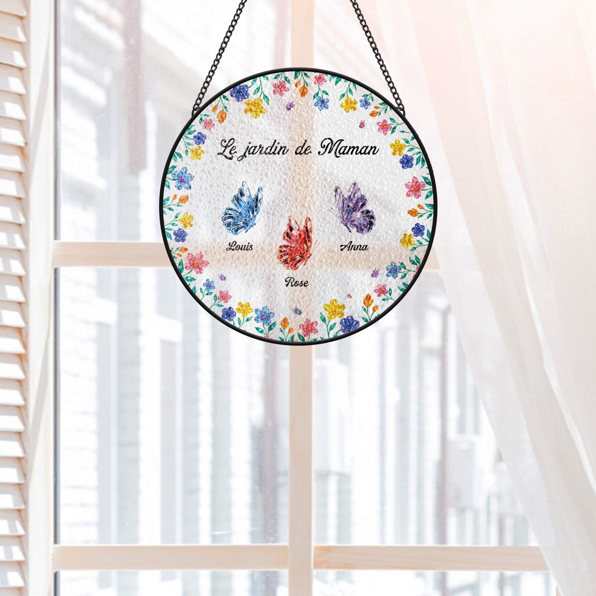 6941UFR1 le jardin de maman mamie avec papillons attrape soleil personnalise en verre 6941utvta_2