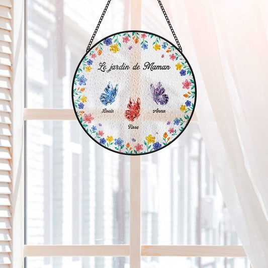 6941UFR1 le jardin de maman mamie avec papillons attrape soleil personnalise en verre 6941utvta_2
