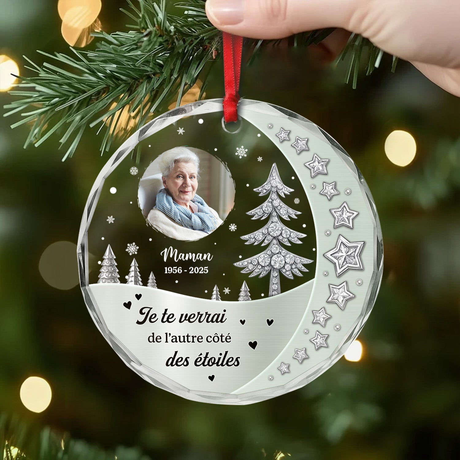 6944OFR2 ornement noel en verre personnalise commemoratif avec photo de mamanpapa le ciel devient different 6944o8zmb
