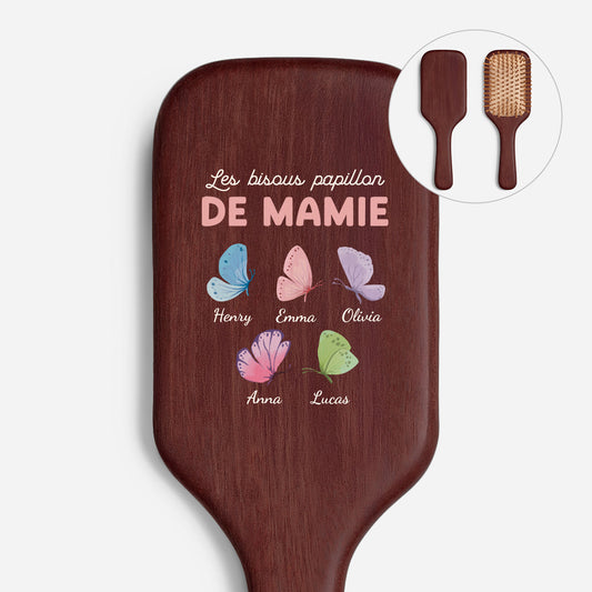 6947AFR1 brosse a cheveux personnalisee en bois les bisous papillon de mamie 6947aqtvta_2