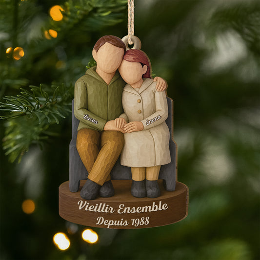 6955OFR1 ornement de noel en bois a 1 couche personnalise vieillir ensemble avec couple 6955o8zqg