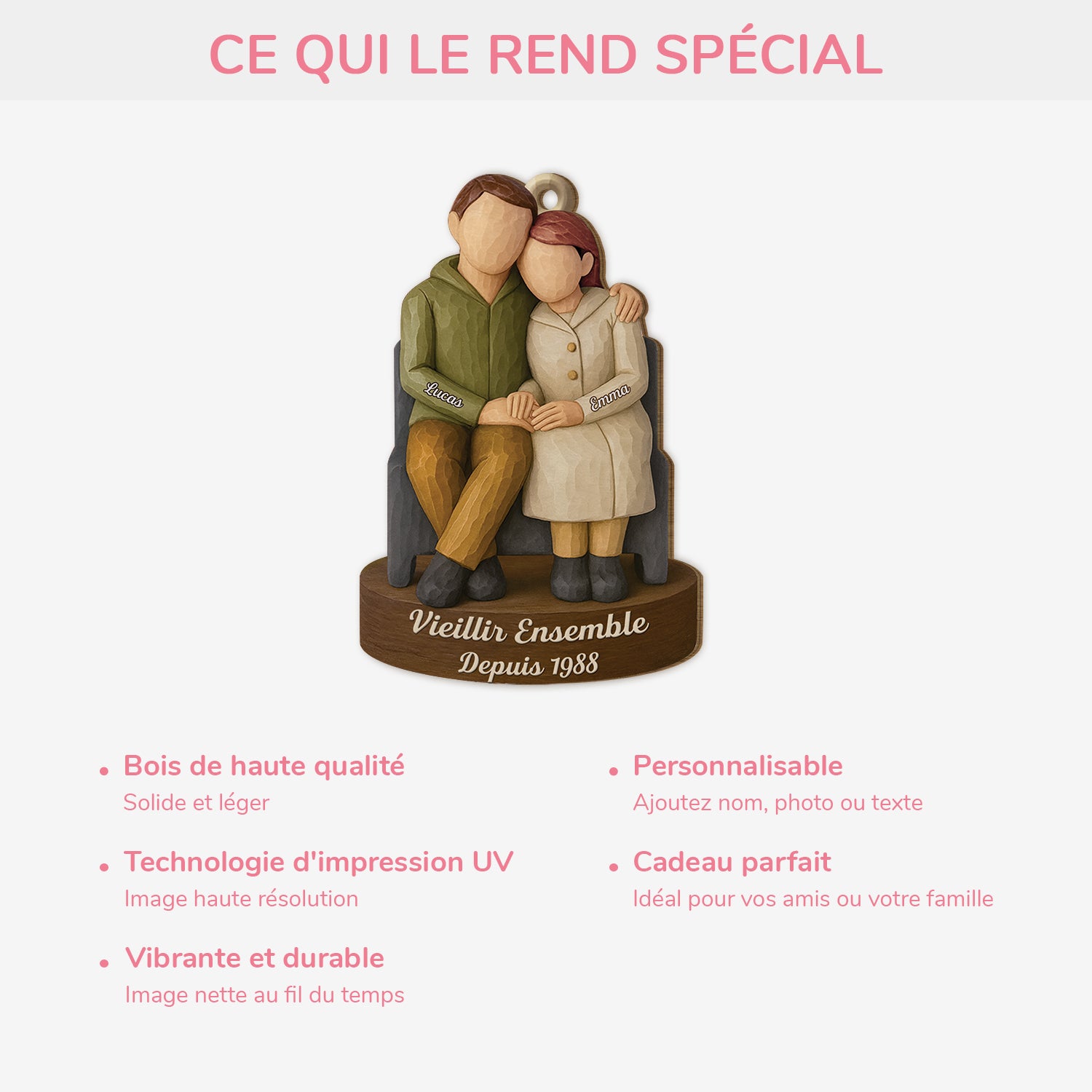 6955OFR4 ornement de noel en bois a 1 couche personnalise vieillir ensemble avec couple 6955o8zqg