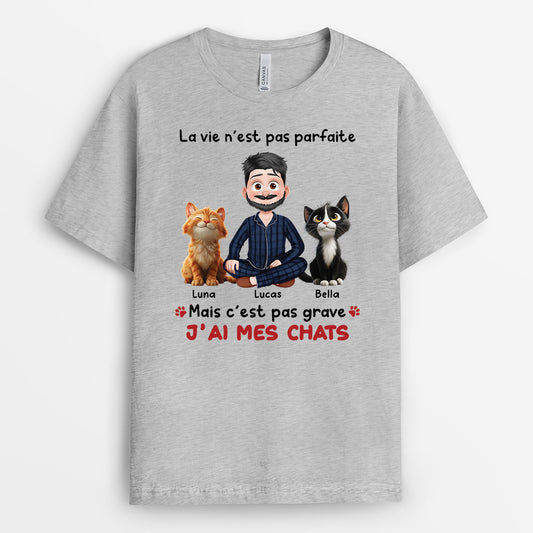 6958AFR2 t shirt personnalise la vie n_est pas parfaite mais jai mes chats 6958a3yzd