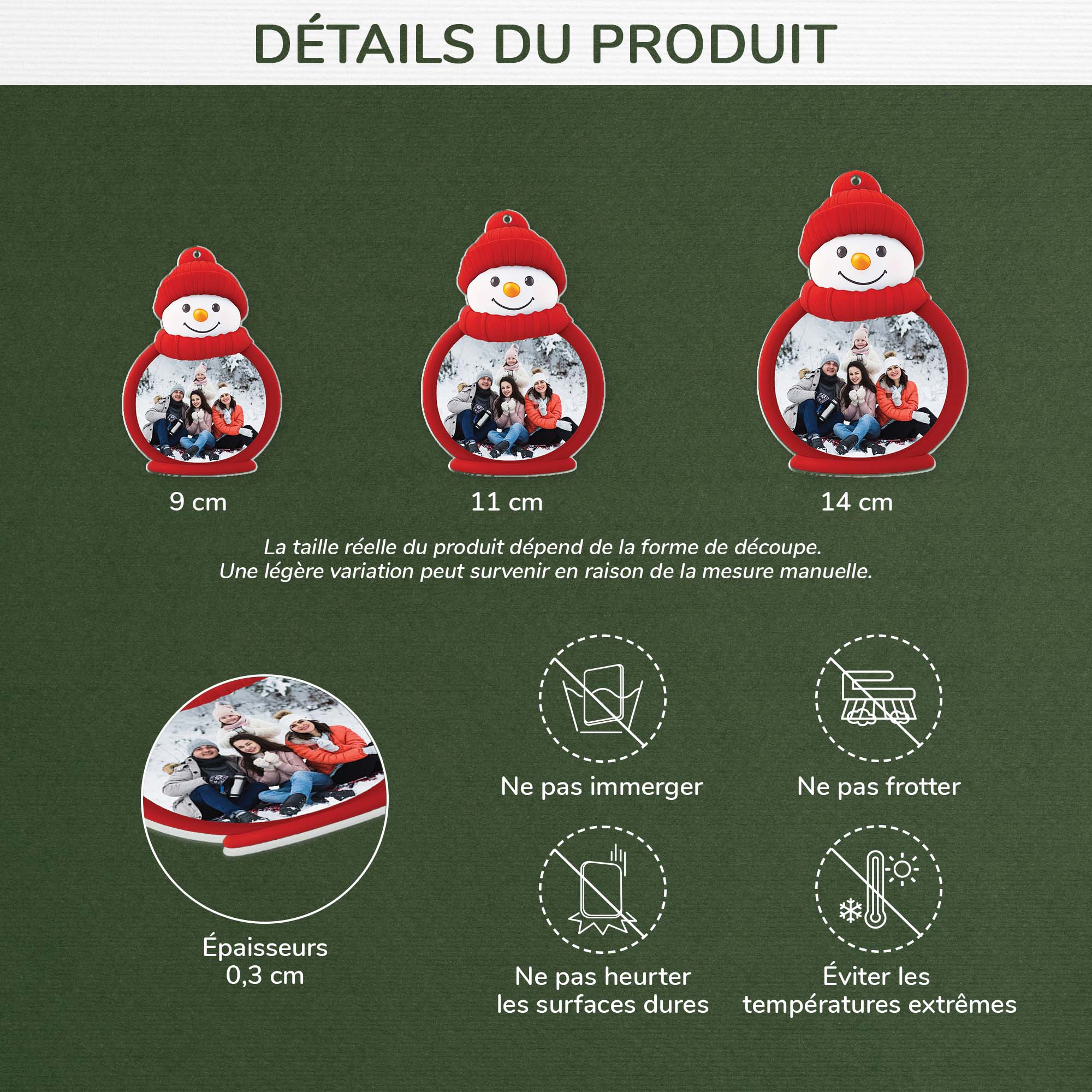 6995OFR3 ornement noel acrylique personnalise bonhomme de neige avec photo de famille 6995ott5i