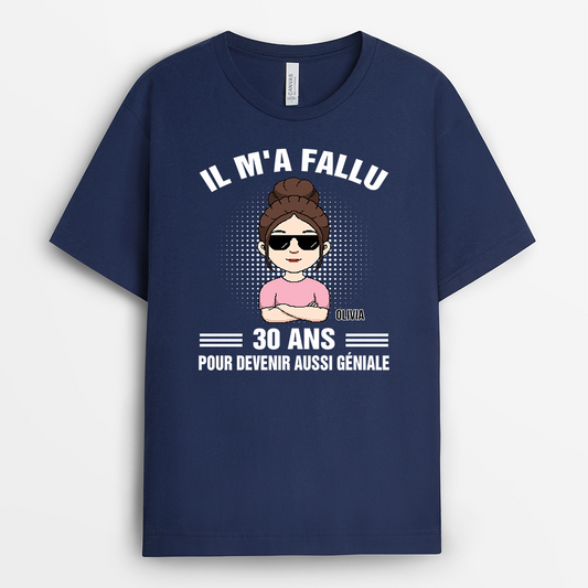7013AFR2 t shirt personnalise anniversaire pour femmehomme il ma fallu 60 ans devenir genial 7013akr5b