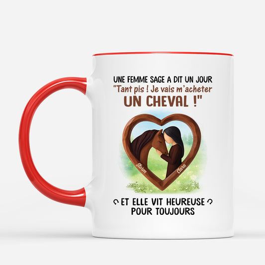 7016MFR2 mug personnalise une femme sage prend un cheval 7016mkz5u