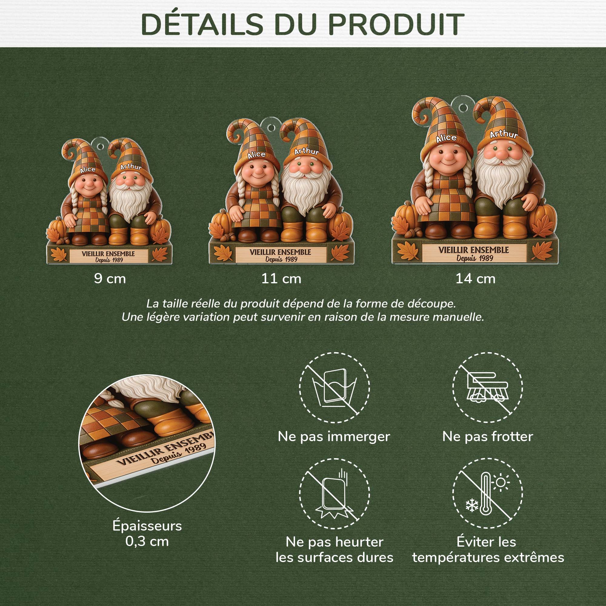 7017OFR3 effet dimpression 3d ornement noel acrylique personnalise couple vieillir ensemble style automne 7017o3p5g