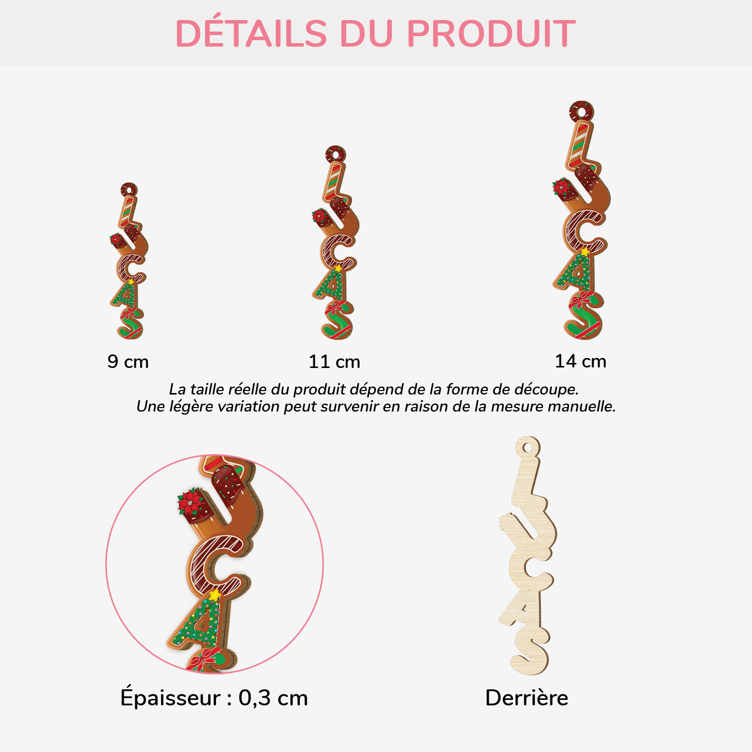 7019OFR2 ornement en bois a 1 couche personnalise pour femmehomme lettres de prenom pour noel 7019o6t5a