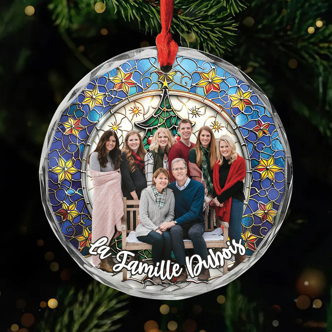Ornement De Noël Personnalisé 2025 Avec Photo & Texte - Décoration Cristal Pour Sapin, Cadeau Unique Pour Couple, Famille