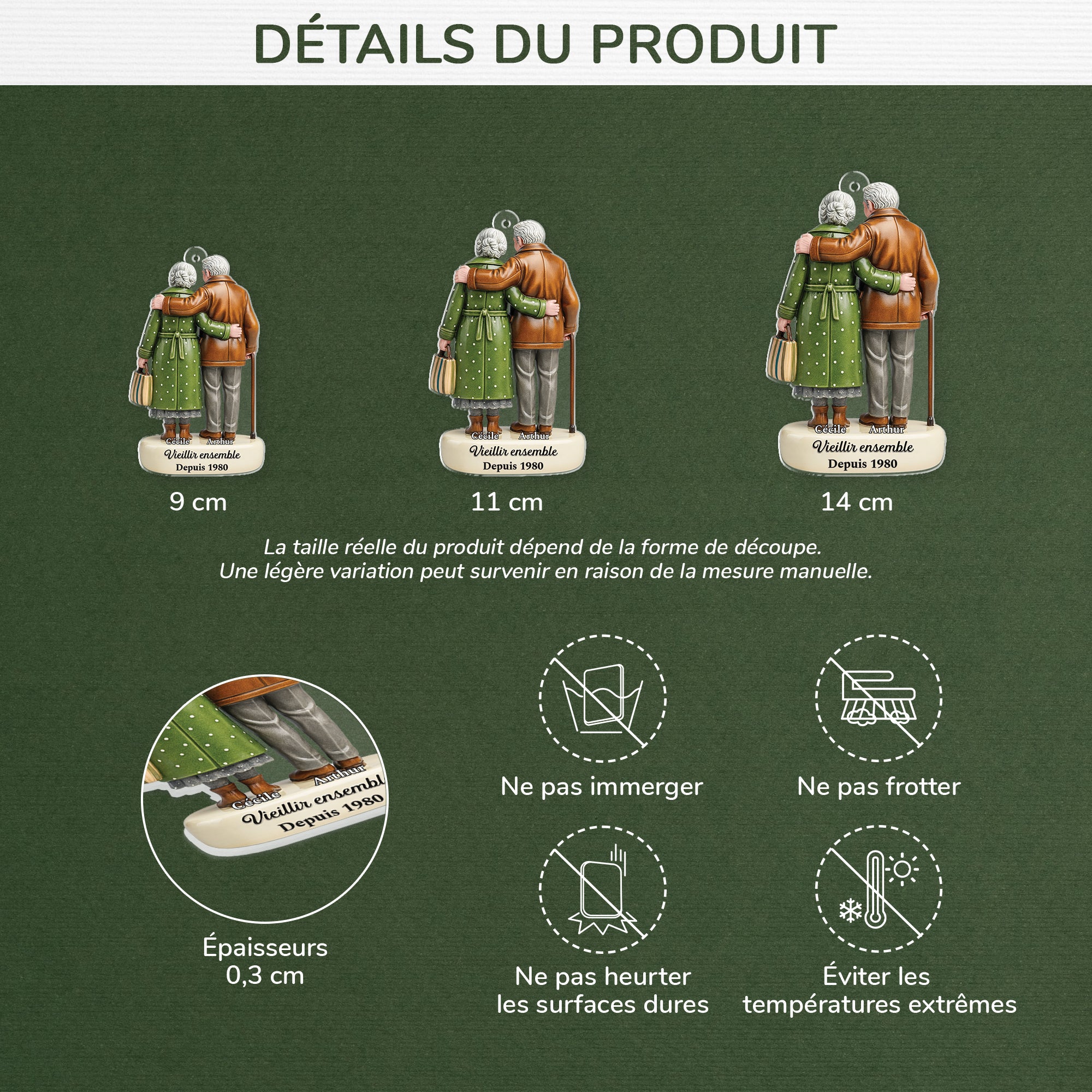 7026OFR3 effet dimpression 3d ornement noel acrylique personnalise pour vieux couple vieillir ensemble 7026o3t5g
