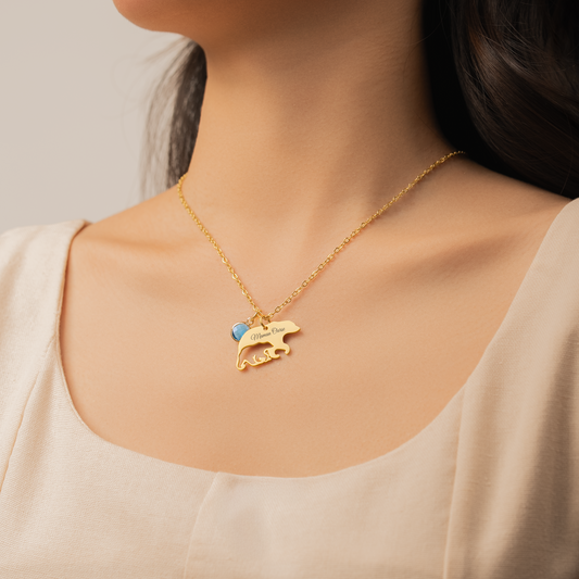 7042JFR2 collier personnalise pierre de naissance_ mamie maman ours 7042j0t5a