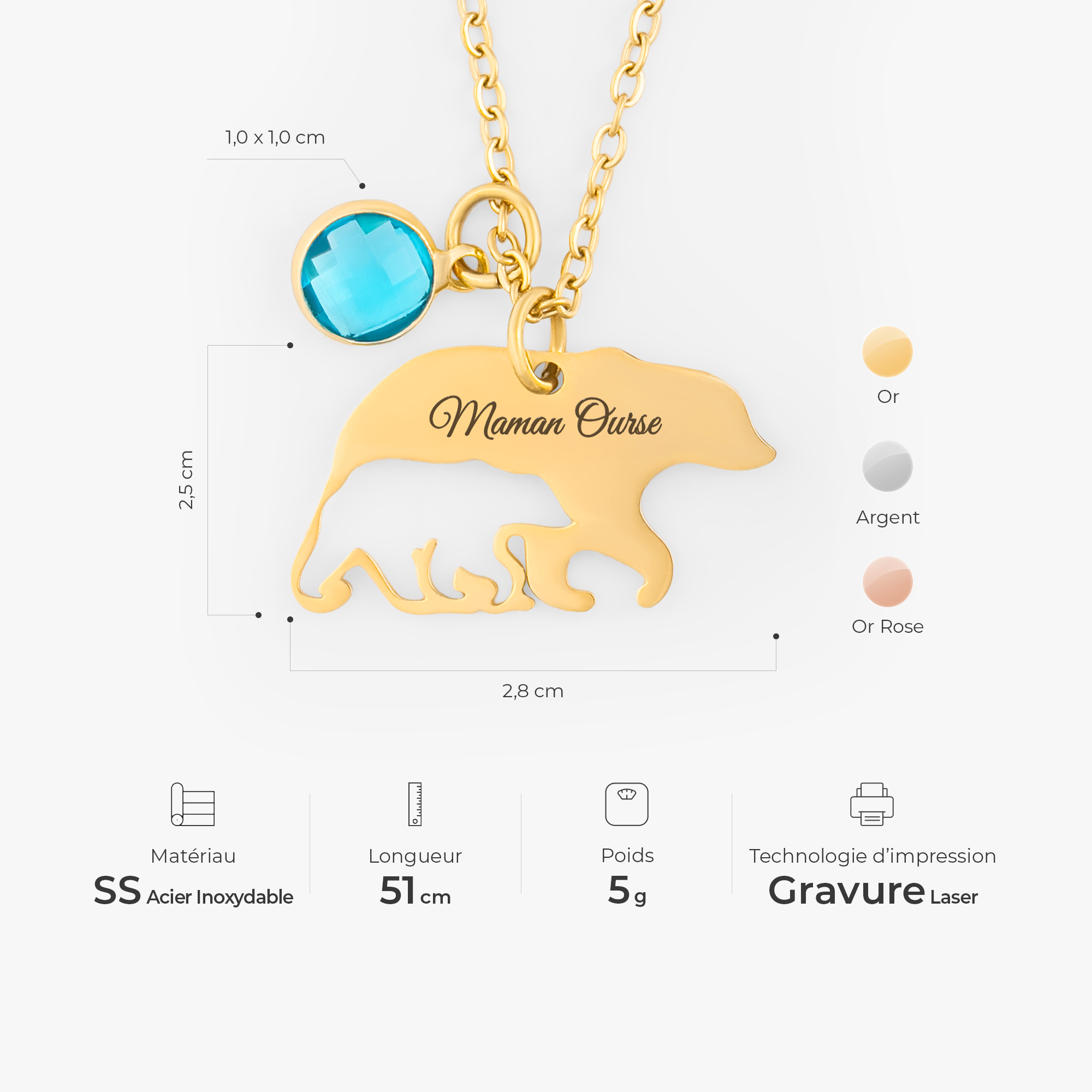 7042JFR3 collier personnalise pierre de naissance_ mamie maman ours 7042j0t5a