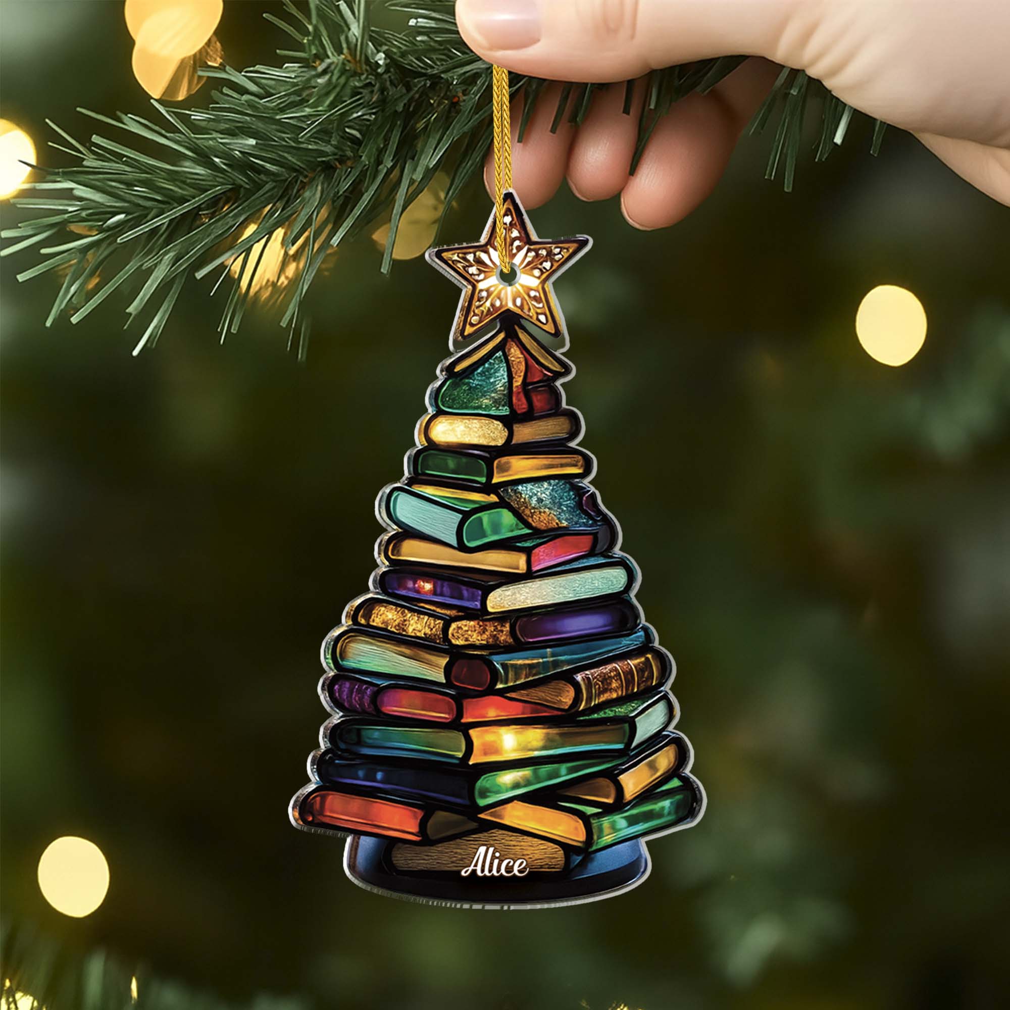 7044OFR2 effet dimpression 3d ornement acrylique personnalise pour femmehomme sapin pour fille qui aime les livres 7044oktca