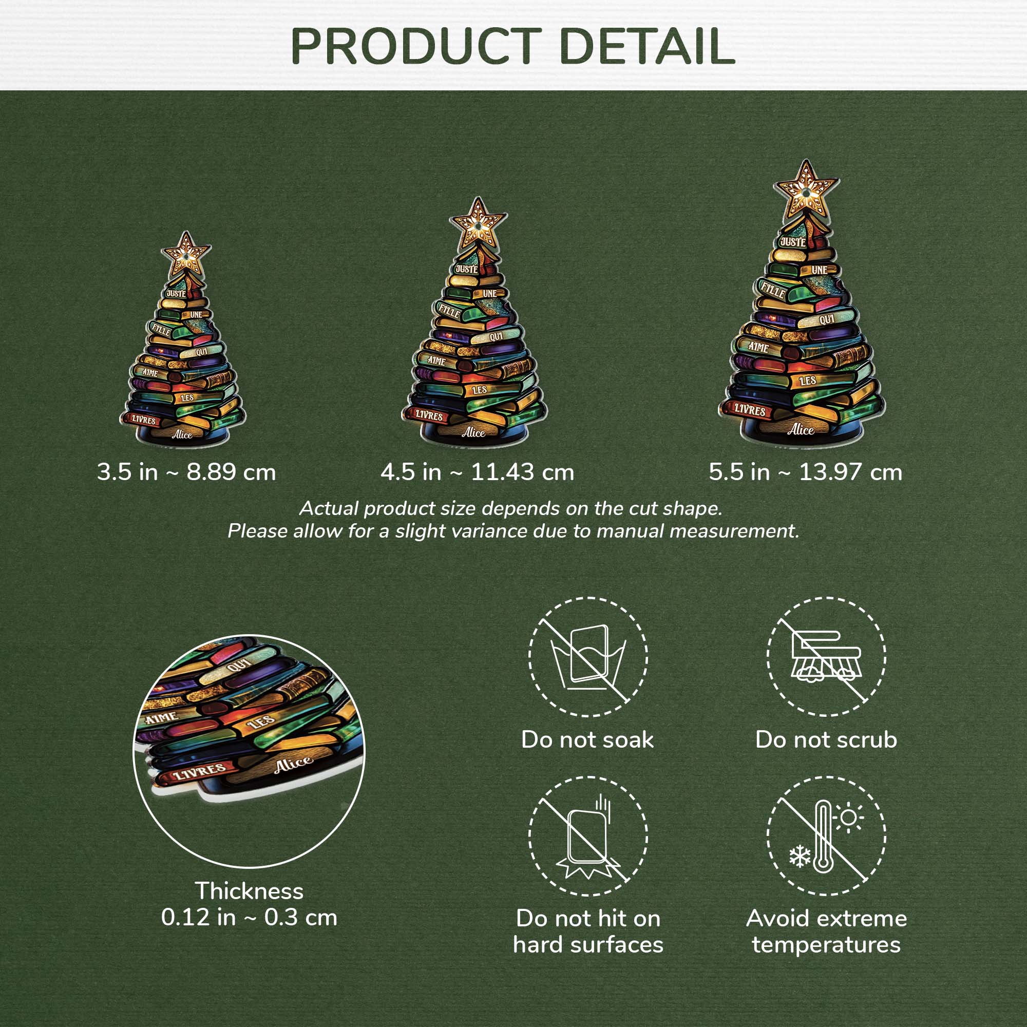 7044OFR3 effet dimpression 3d ornement acrylique personnalise pour femmehomme sapin pour fille qui aime les livres 7044oktca