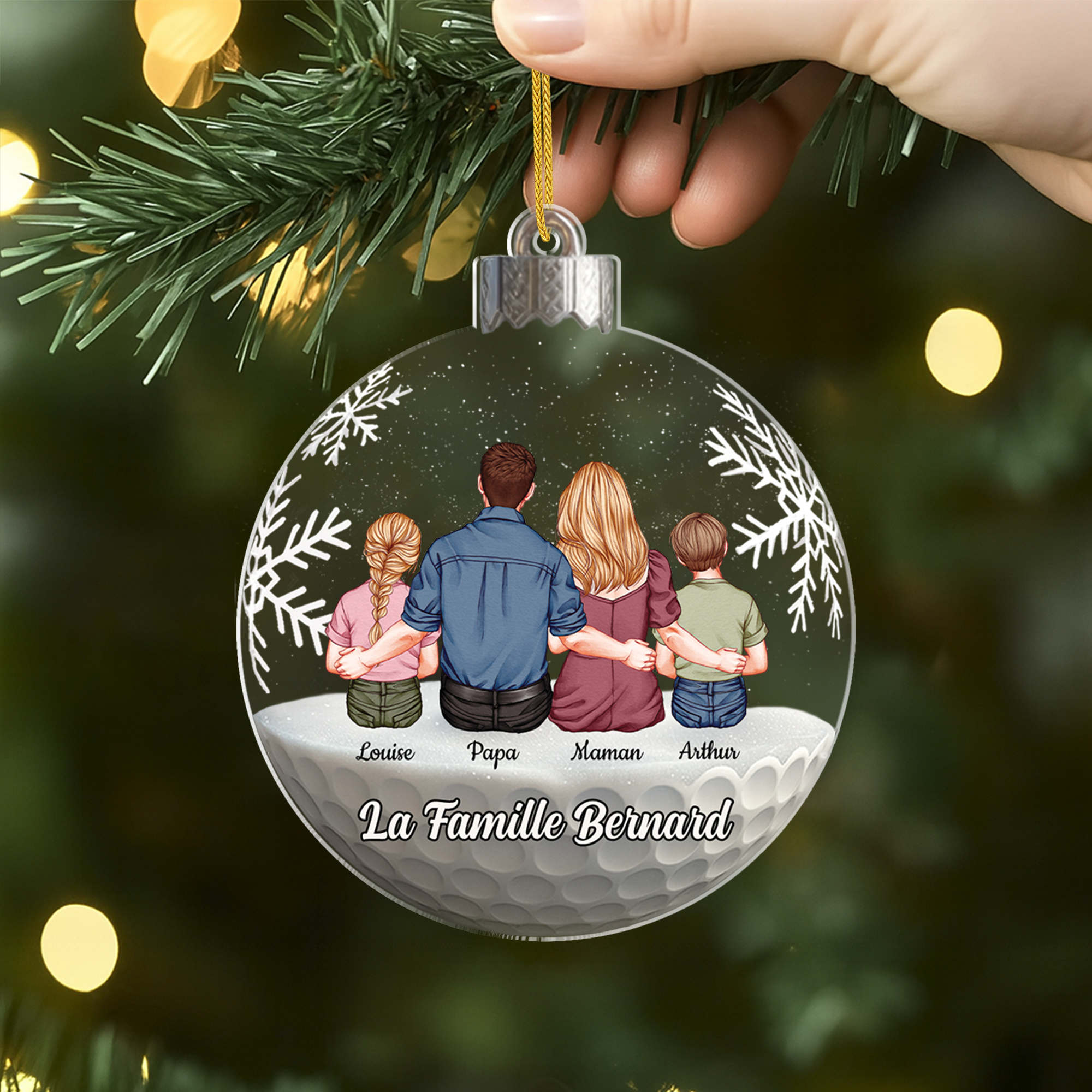 7053OFR2 effet dimpression 3d ornement acrylique personnalise boule de noel famille avec chienchat 7053o8t5i